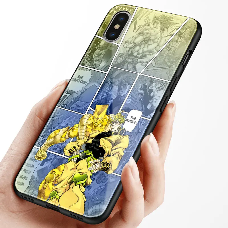 Необычные приключения Джоджо аниме Coque чехол из закаленного стекла для телефона чехол для iPhone6s 7 8 Plus X XR XS 11 PRO MAX