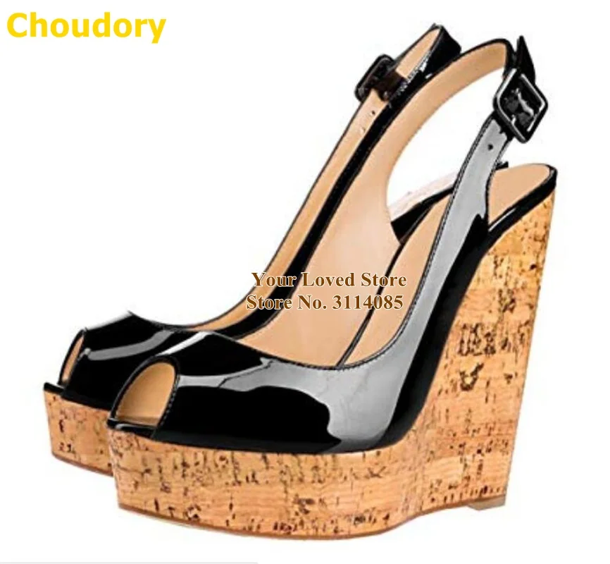 Туфли-лодочки Choudory женские на платформе с открытым носком платформа под дерево