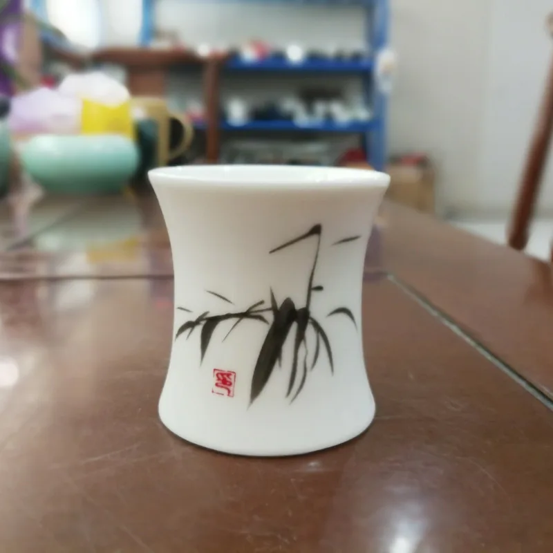 2 шт. 40 мл тонкая талия Керамика выстрел Стекло сливы Цин лотоса Stemless ради чашки