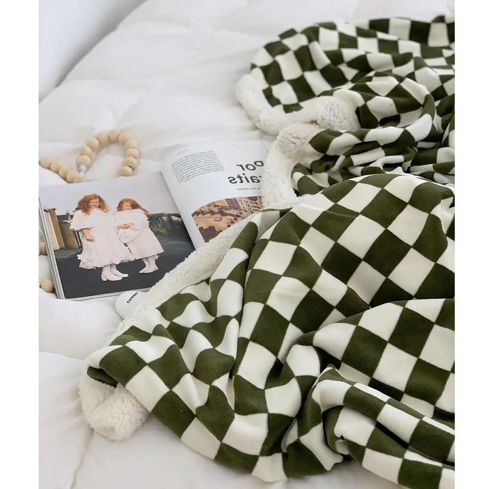 Теплое клетчатое фланелевое одеяло s для кровати зимнее покрывало дивана мягкое
