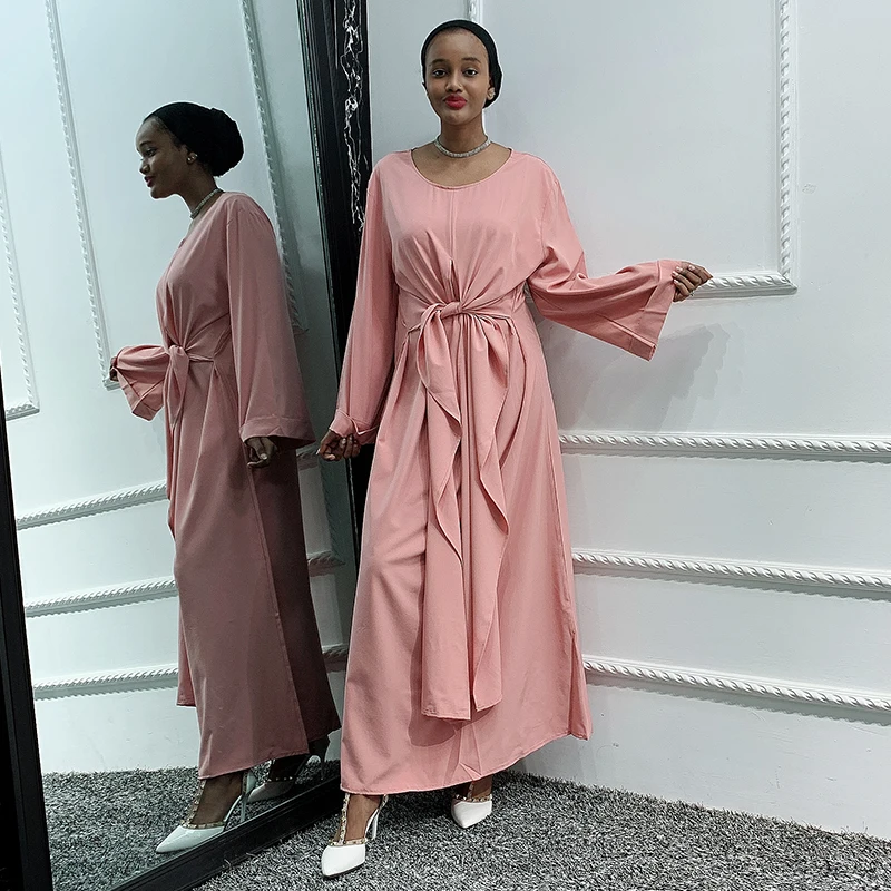 Женское платье абайя Siskakia однотонное Бандажное из двух частей для Африки