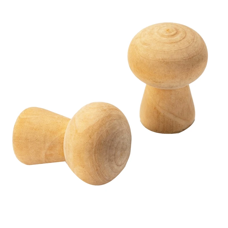 

10Pcs Wood Color Wooden Mushroom Head Children's Educational Painted Toys DIY Crafts Decorative Ornaments