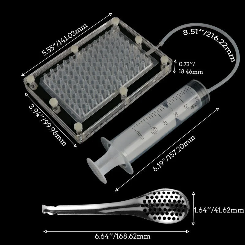 

Caviar Maker 100-hole Caviar Generator with Tube & Spoon for Molecular Cuisine Professional Fish Roe Generation Tool