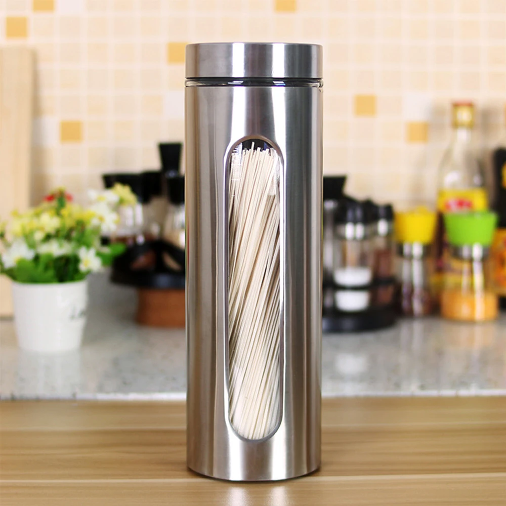 

Stainless Steel Spice Jar Glass Pepper Salt Shaker Bottle Seasoning Cruet Condiment Kitchen Glass Supplies Seasoning Containers