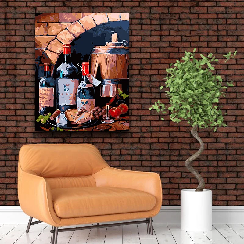 Красное вино Фрукты Виноград хлеб сыра натюрморт картина по номерам картины