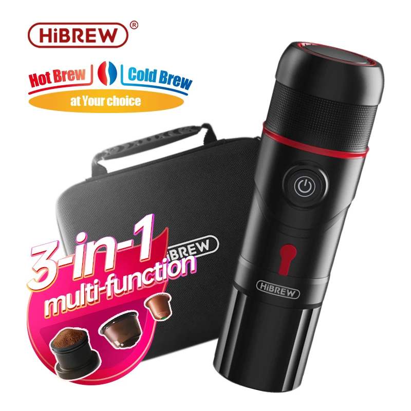 HiBREW Portable Coffee Machine for Car,DC12V  Expresso Maker Nexpresso Dolce  Pod Capsule  Espresso  Machine Coffee Powder H4