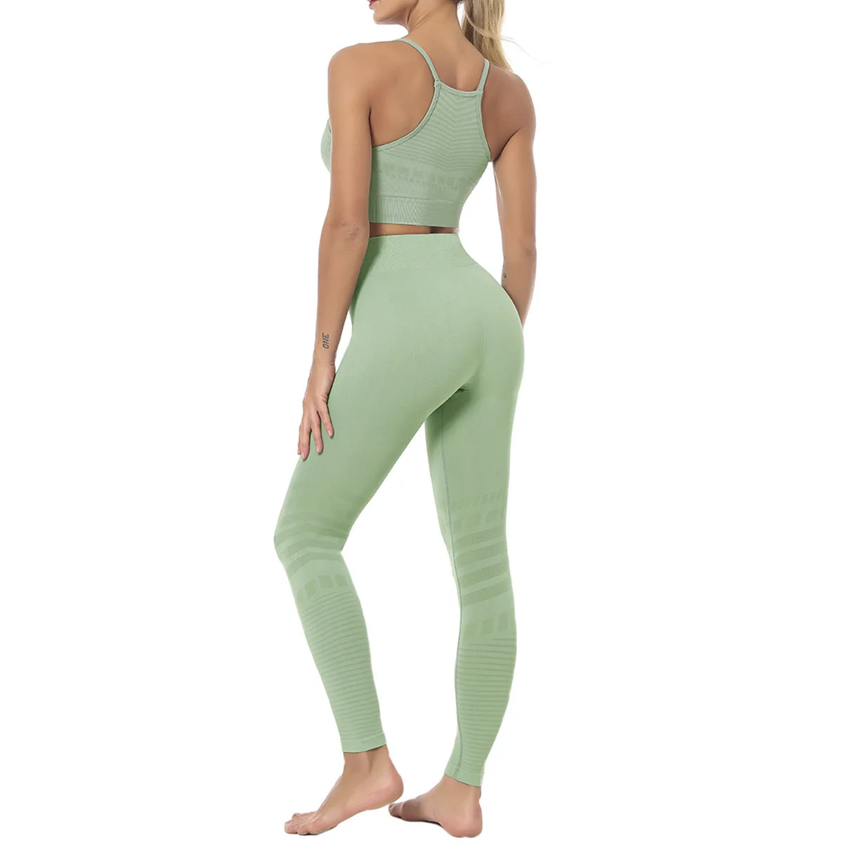 

Fitness Woman Clothing Tracksuit Habit Femme Two Piece Set Sport Leggings Youthful Suit Crop Top Vest High Waist Workout Trouser