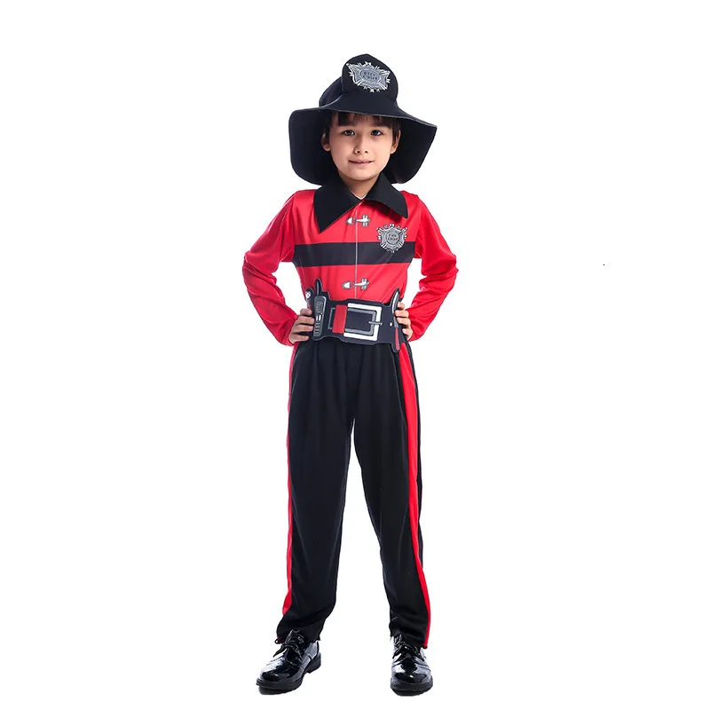 

Baby's boys infant Halloween costume newborn fire fighter fireman overalls with child's fire fighter hat cosplay overalls winter