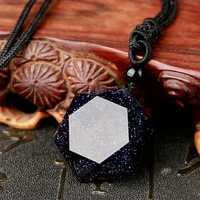 blue sandstone six pointed star crystal necklace pendant for man and women handmade good lucky amulet jewellery feng shui jewelr
