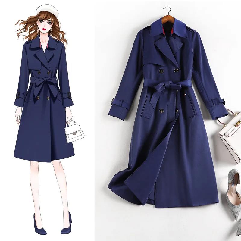 

Vertical Feeling Windbreaker Large Dress 2020 Autumn New Length Overcoat Trench Long Coat for Women 8853