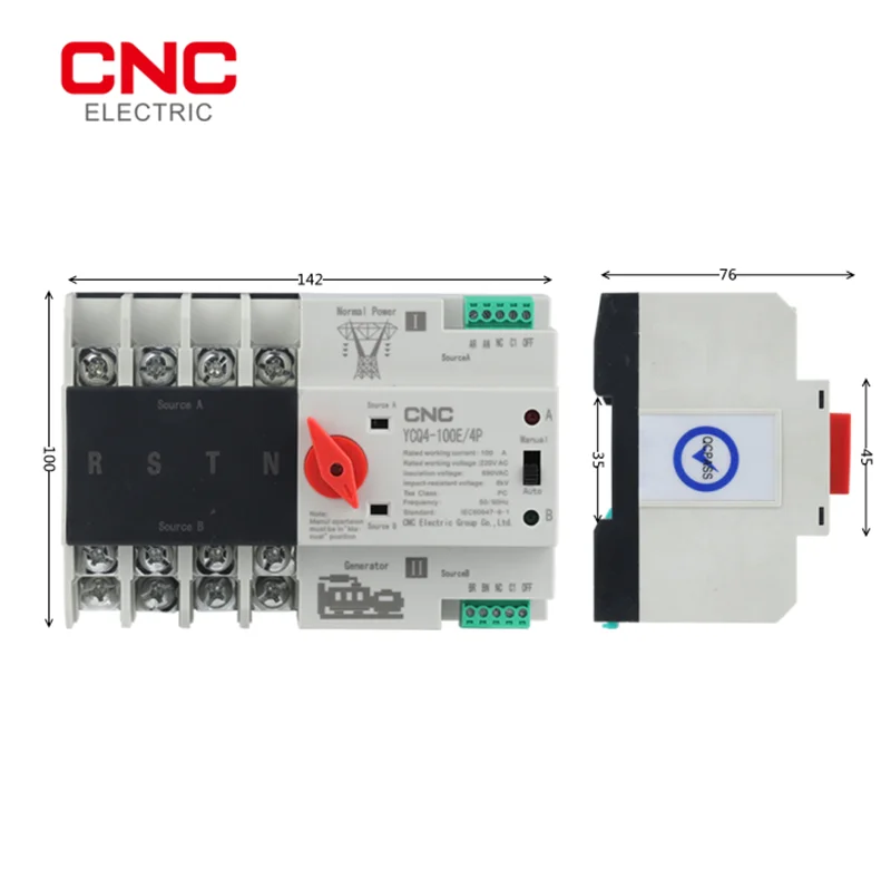 CNC YCQ4-100E/4P 63a 220 A Din рейка ATS переключатели бесперебойного питания двойной