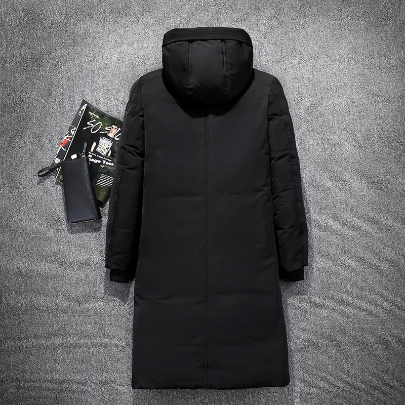 Mens Hooded Extra Long Duck Down Padded Jackets Man Thick Winter Coats Male Fashion Overcoat Keep Warm Outerwear | Мужская одежда