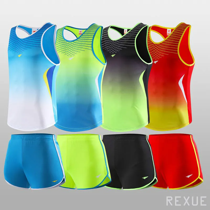 New running set Men Marathon Clothes Vest+Shorts Racing kits Track Jogging Suit Sportwear Sports Set Running Outdoors | Спорт и