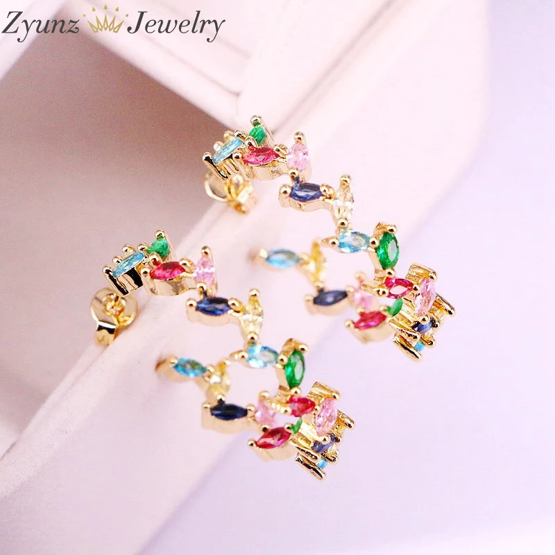 3 пары серьги гвоздики с фианитами|Серьги-гвоздики| |