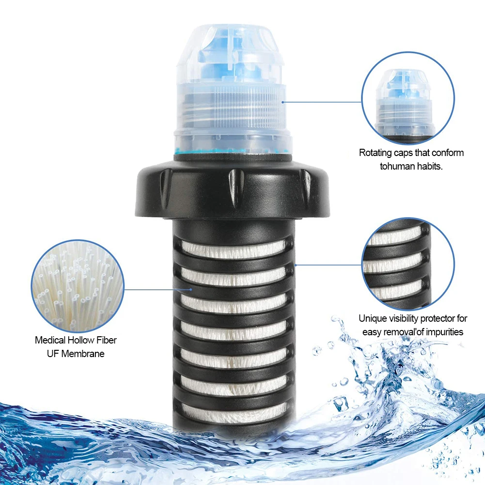 

Water Filter Bottle 600ml Water Filter Portable Survival Kit Soft Folding TPU Filter Water Bag 0.01 Micron Emergency Water Bag