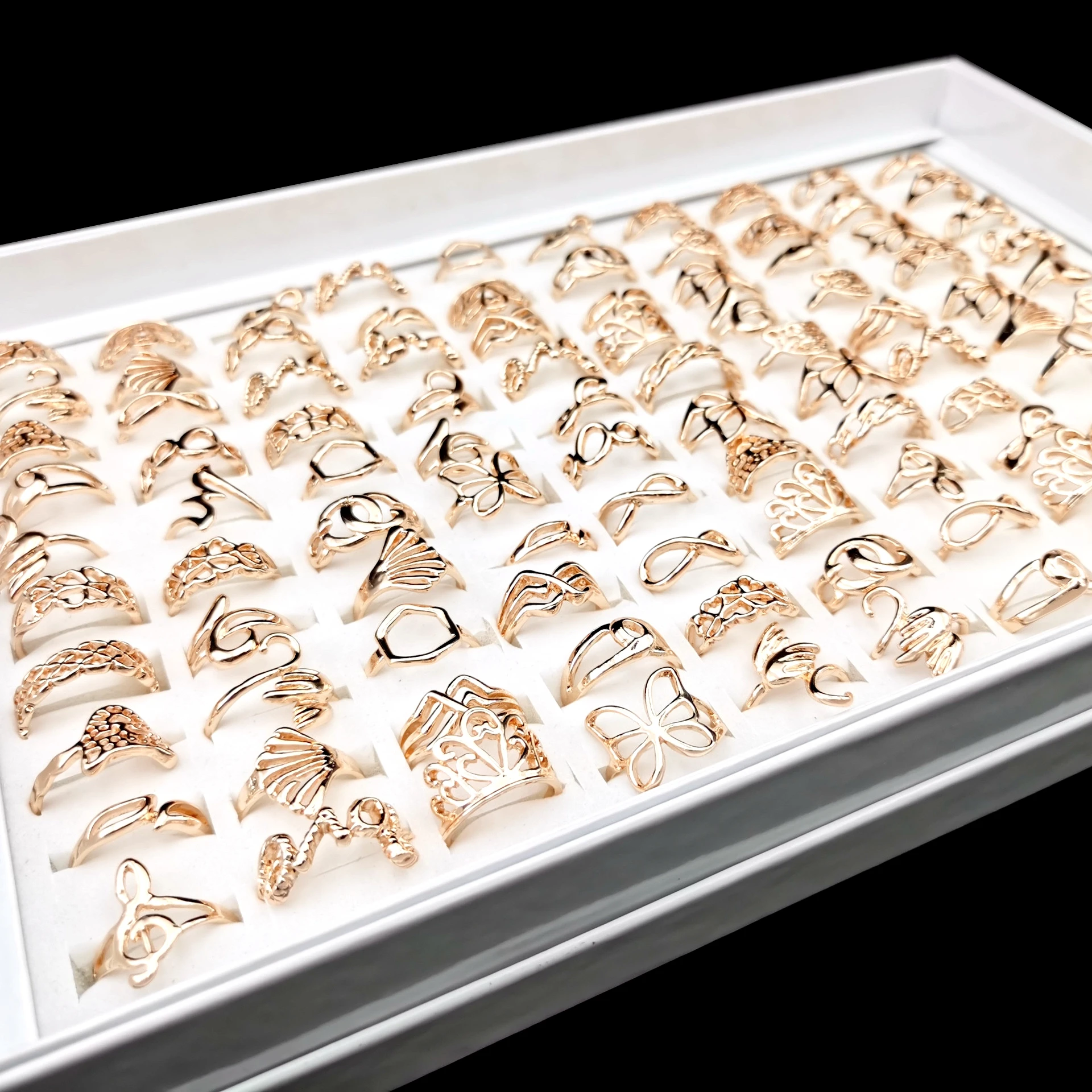 MixMax 10 шт./упак. женские кольца роза золотое покрытие ювелирные изделия вечерние