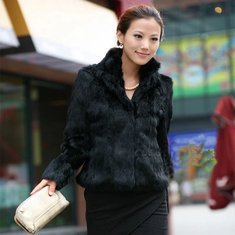 2022 New Genuine Rabbit Fur Coat Women Full Pelt Real Jacket Winter Overcoat Customized Big Size Mandarin Collar | Женская одежда