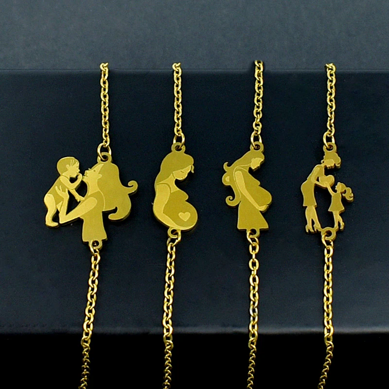 Мужской и женский браслет из нержавеющей стали с подвесками для матери дочери