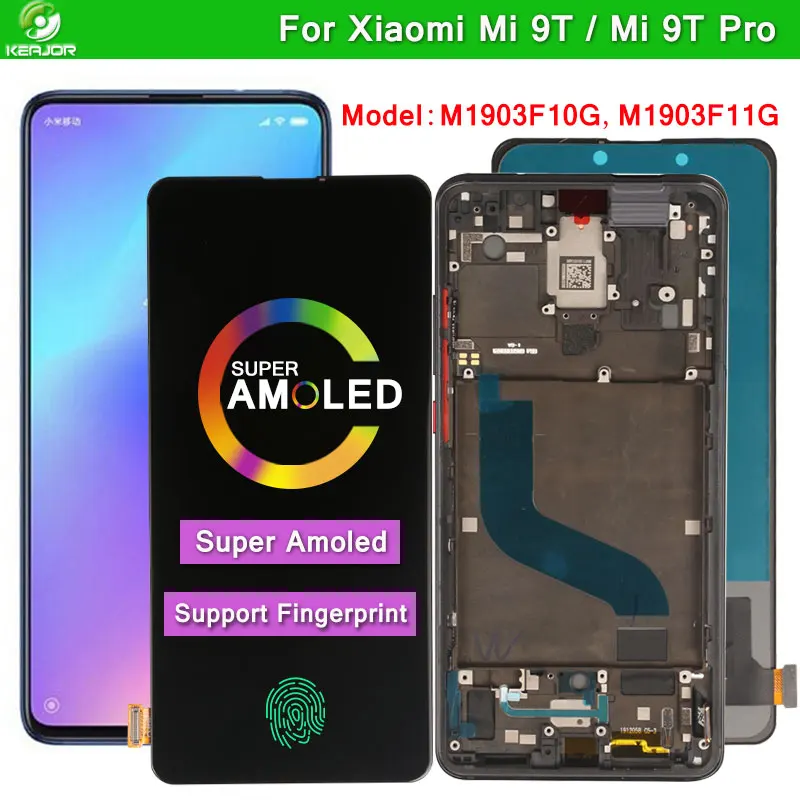

ЖК-дисплей Super Amoled для Xiaomi Mi 9T, сенсорный экран, сменный, Поддержка отпечатков пальцев, для Mi9T, Mi 9T Pro, M1903F10G, M1903F11G