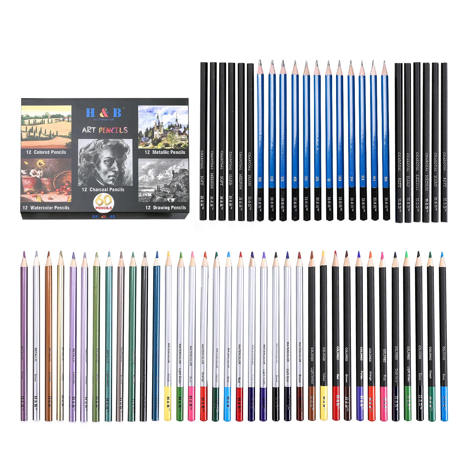 Карандаш цветной карандаш водорастворимый цвет свинцовый металл уголь набор