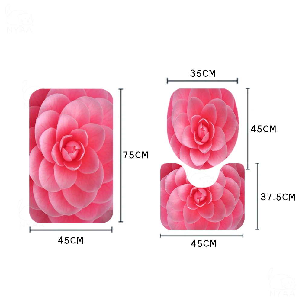 Водонепроницаемая душевая занавеска для ванной комнаты с розовым цветочным