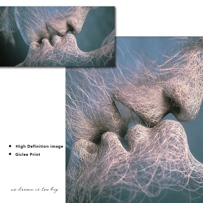 Conisi черный и белый любовь поцелуй абстрактный холст картина постер настенная