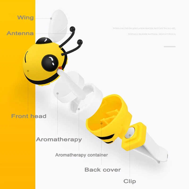 

Car Accessories Air Freshener Fragrance Parfum Cute Bee Diffuser Vent Clip Flavoring for Auto Interior Decoration Solid Perfume