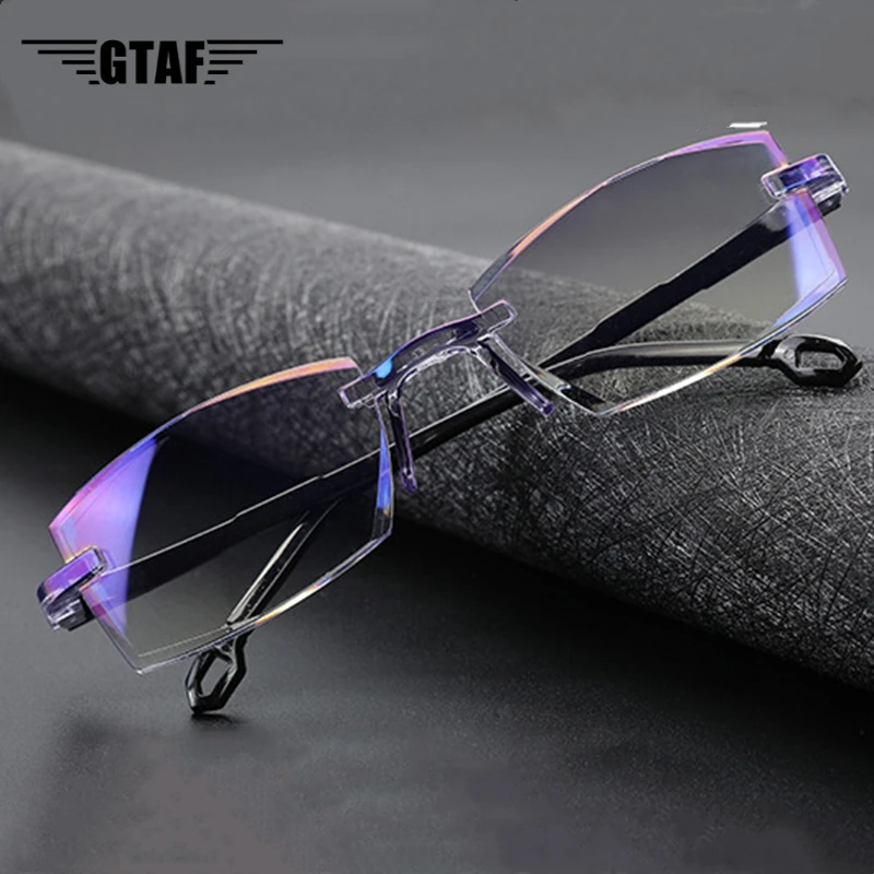 

Men Women2020Rimless Reading Glasses Far Near Anti Blue Light Magnification Eyewear Presbyopic Glasses Diopter +150 +200