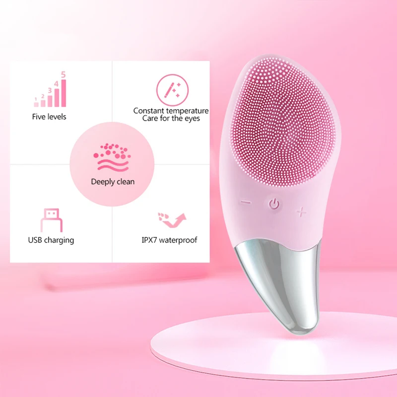 Sonic Щетка для очищения лица с 3 режимами работы водонепроницаемый USB