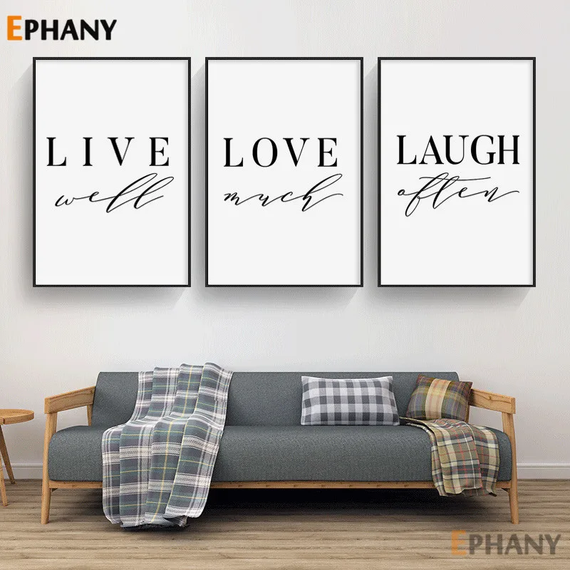 Живое смех любовь цитата Картина на холсте простой принт минималистичный