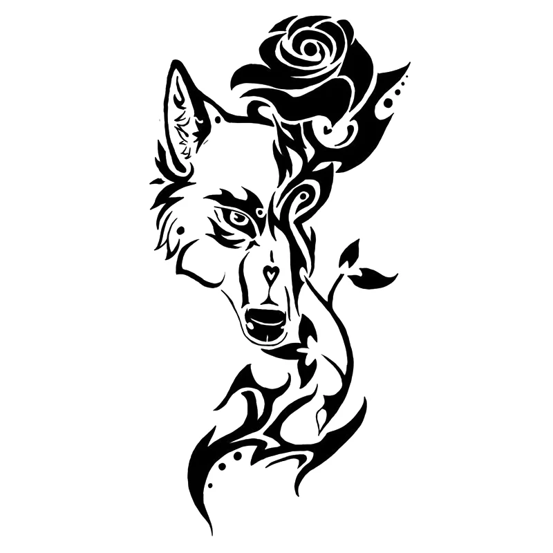 

16*8cm Tribal Wolf Face Rose Vinyl Sticker Funny Car Window Bumper Novelty JDM Drift Vinyl Decal Sticker