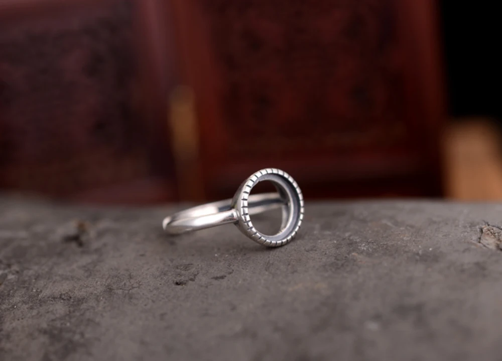 Joanlyn Ring Blank (10x10mm Round Blank) Adjustable Thai Sterling Silver Base Cabochon Setting R687B | Украшения и аксессуары