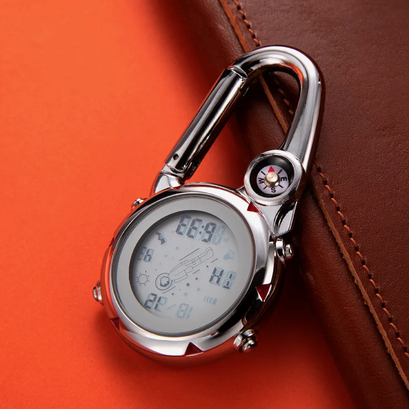 Astronaut Digital Carabiner Clip Watch Sport Hook Clock Compass Gift Electronic Luminous Multi-function Fob Nurse Watch Outdoor