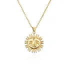 Цепочка с подвеской в минималистичном стиле WTLTC, ожерелье из металла под золото 2021 пробы с подвеской солнце и лицом, Ювелирное Украшение для женщин