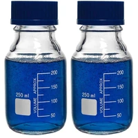 50ml 100ml 250ml glass round medium storage bottle with gl45 nut borosilicate glass 2 packs