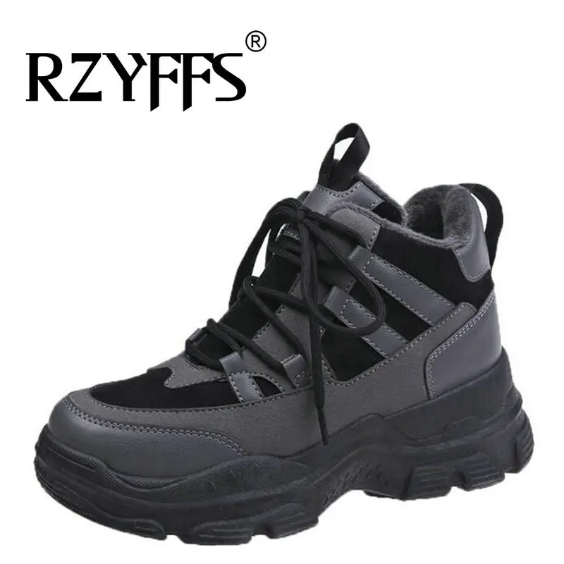 Зимние женские кроссовки корейские Дикие повседневные согреться с мехом