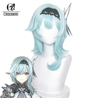 rolecos genshin impact eula cosplay wig game genshin impact cosplay light blue women wig synthetic hair heat resistant