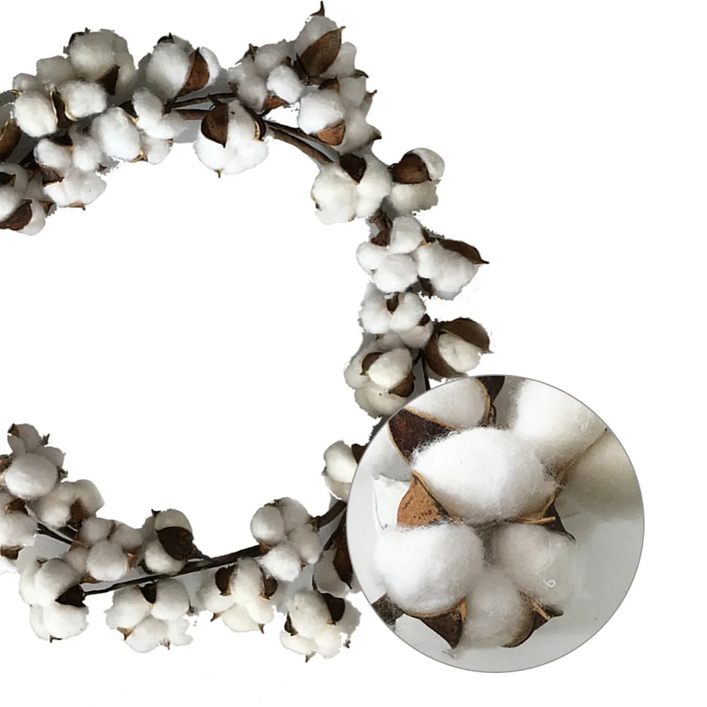 Хлопковый венок Рождественская сухая Цветочная домашняя дверь Украшение стен