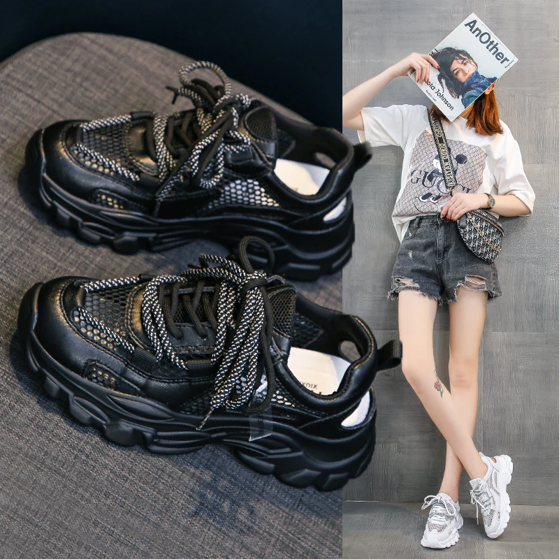

Women Sneakers Woman Comfort Vulcanized Female Chunky Designers Platform Trainers Shoes 2021 Ladies Autumn Casual Daddy Shoes
