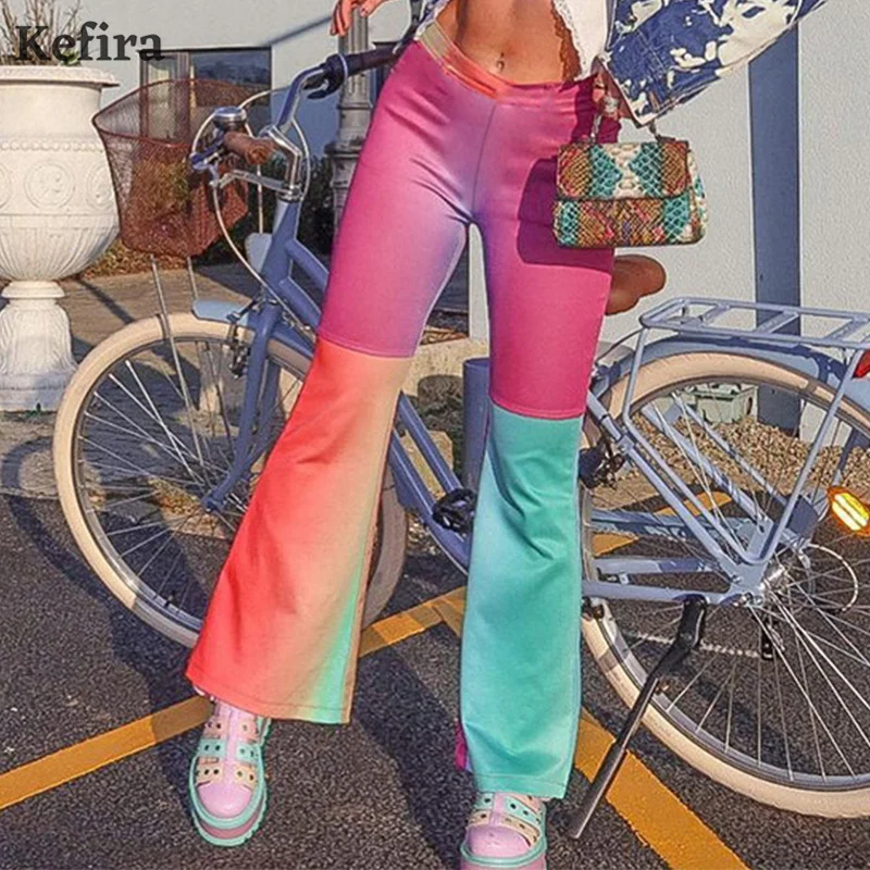 

Брюки-клеш Kefira женские, широкие, со средней талией, составного кроя, летние, Y2K, 2021