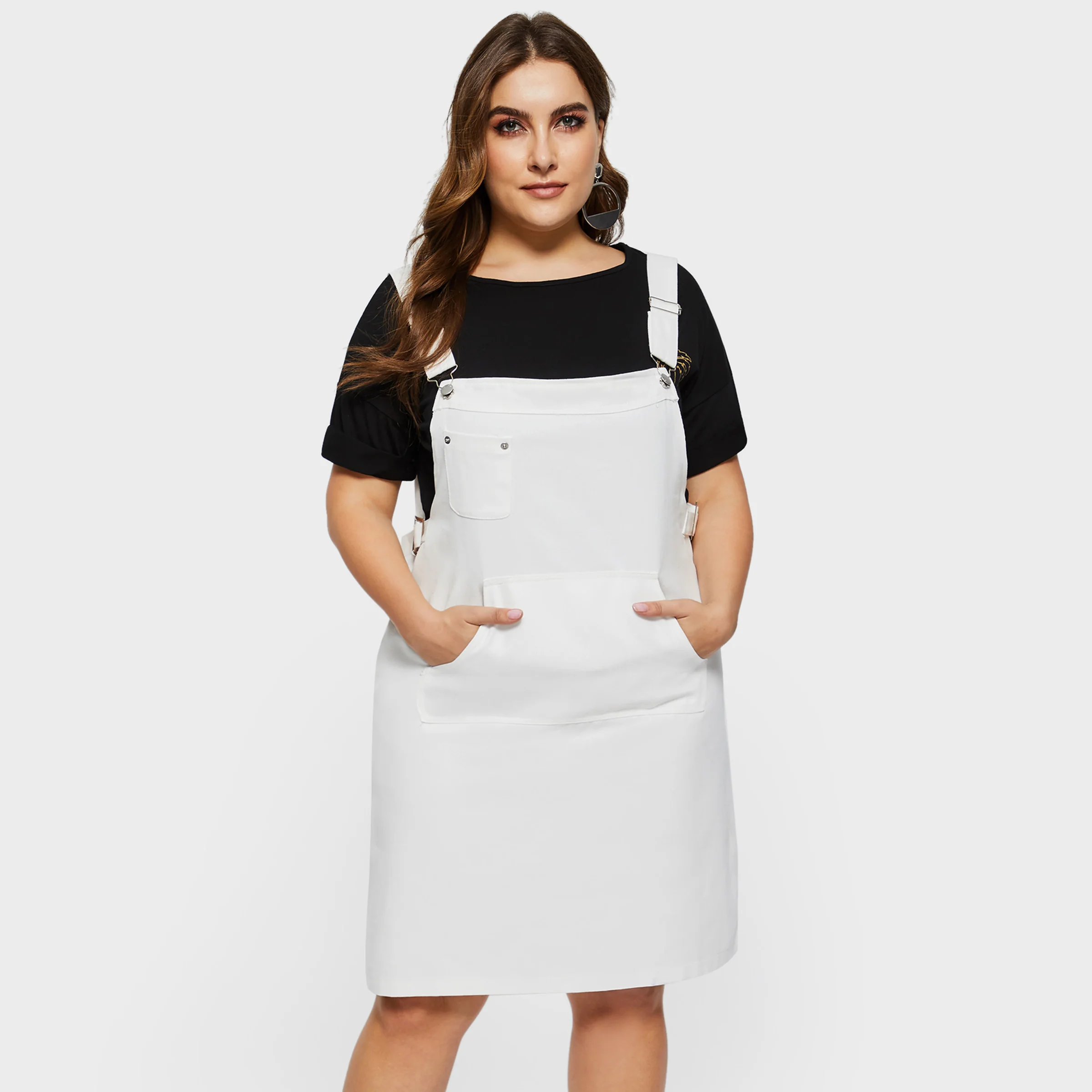 Женские джинсовые платья белые простые повседневные уличные размера плюс