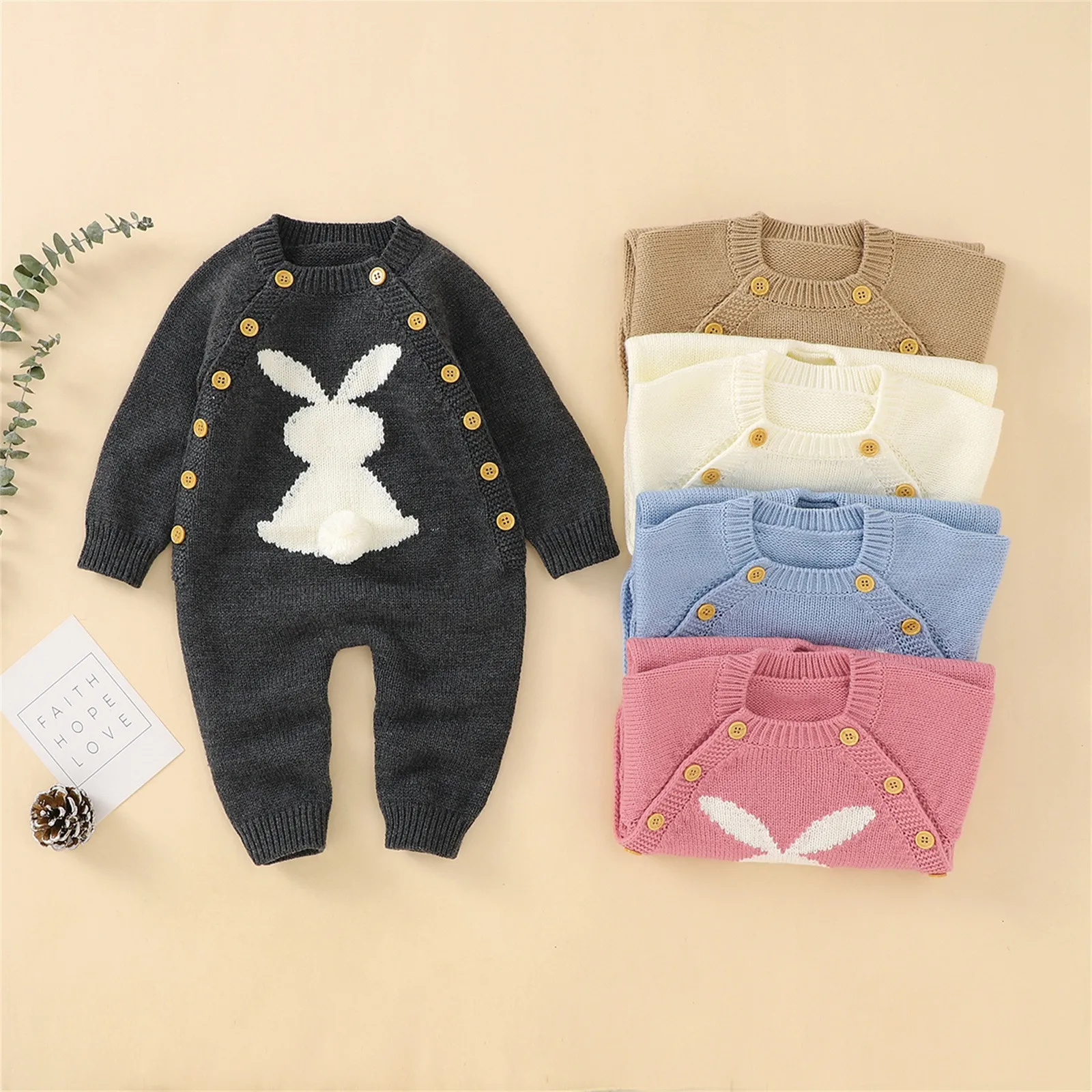

Baby Sweaters Autumn Winter Casual Long SLeeve Cartoon Printed Knitted Rompers Sweater 0-24M Infant Baby Boy Girl Outfit Clothes