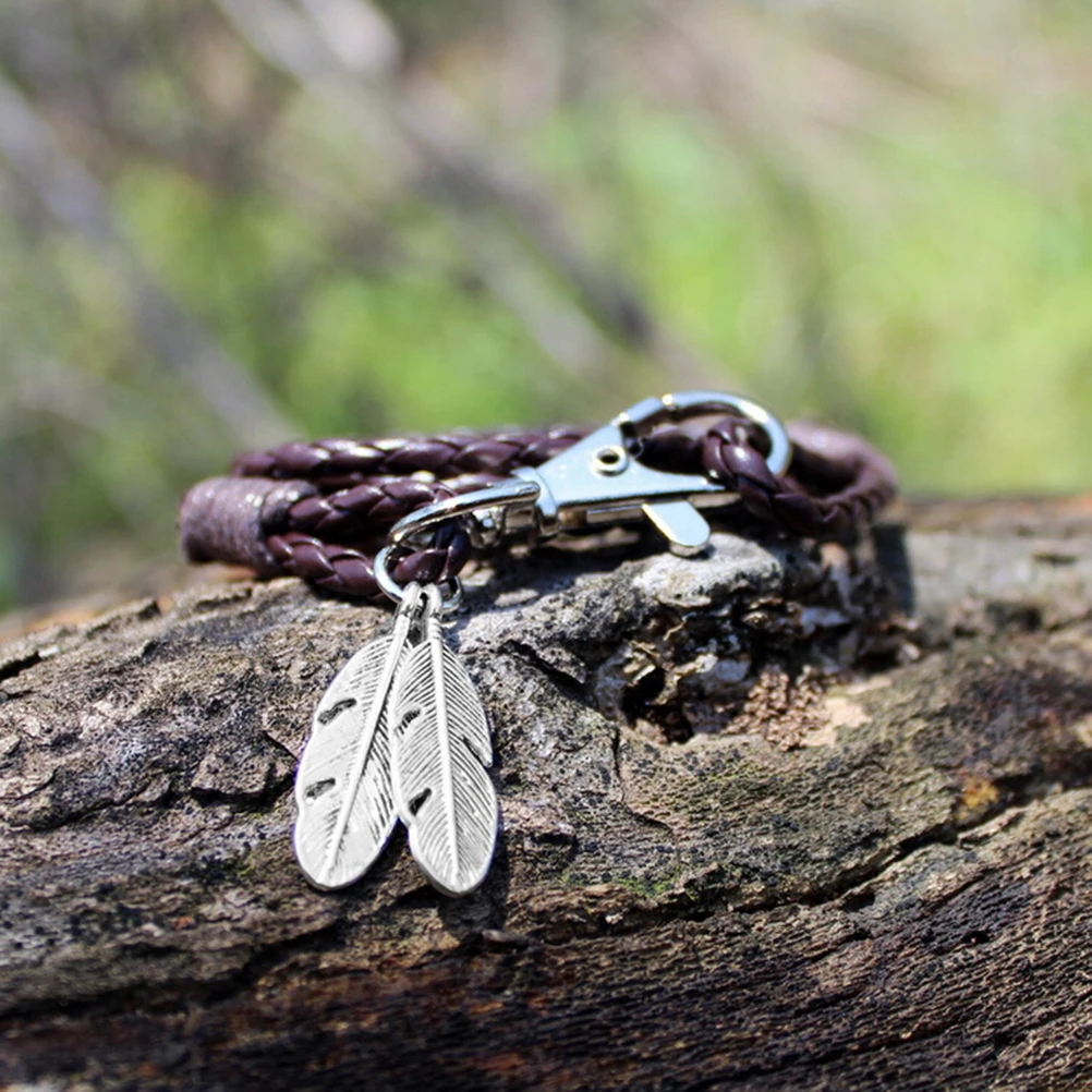 Мужской браслет из искусственной кожи с перьями|Браслеты шармами| |