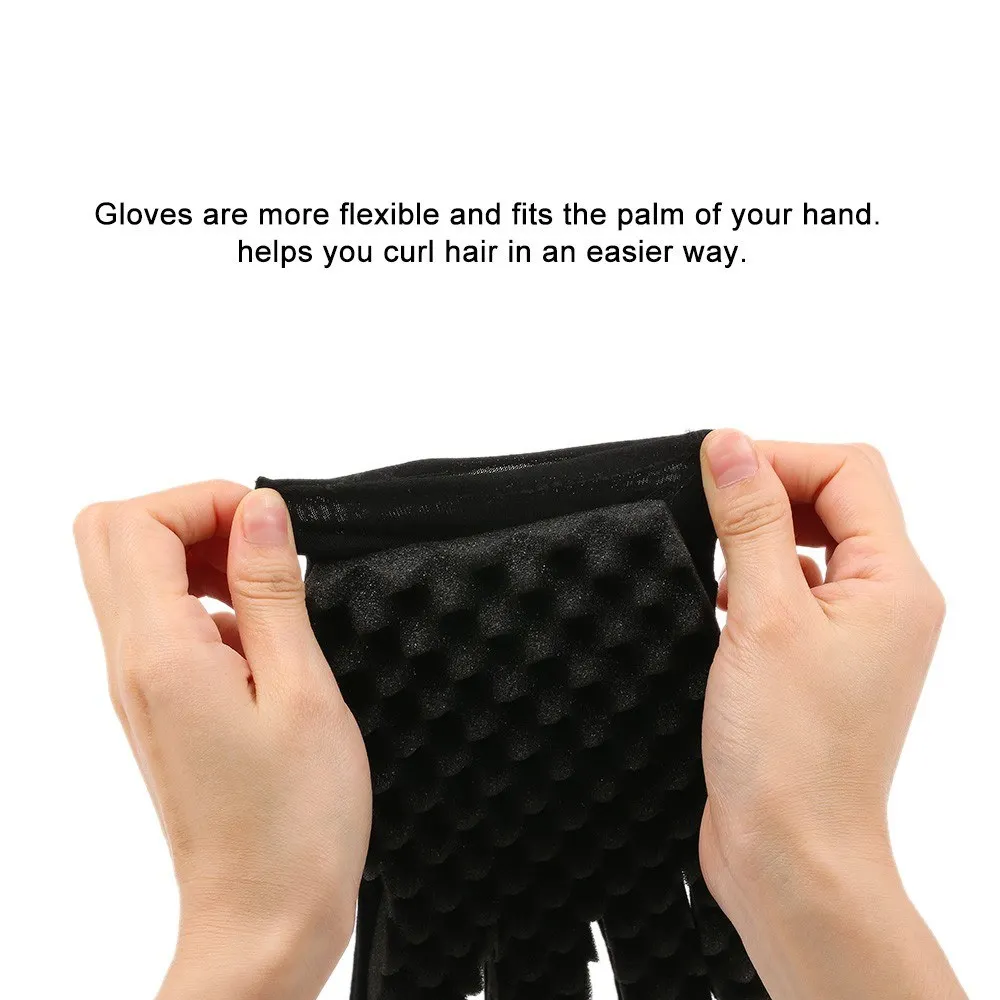 Афро завивка для волос перчатки с губкой учебник барберов волна Черная Твист