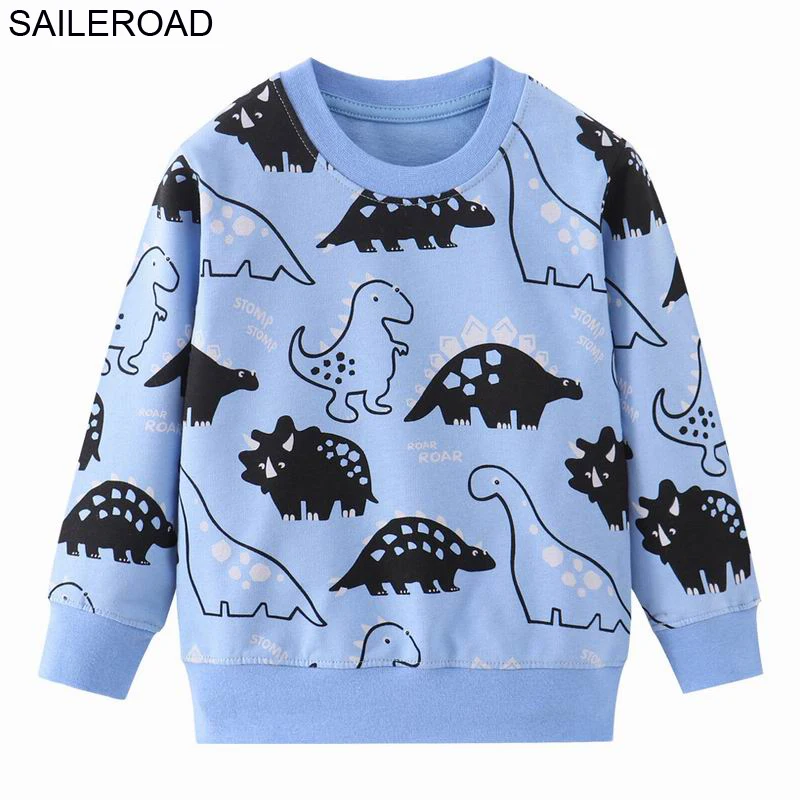 9040 same picture SAILEROAD Осенние детские кофты Dinosaur Toddler Kid Baby Girl Boy Одежда с длинным рукавом Мультфильм Печатные футболки Топы - Цвет: 9040 same picture