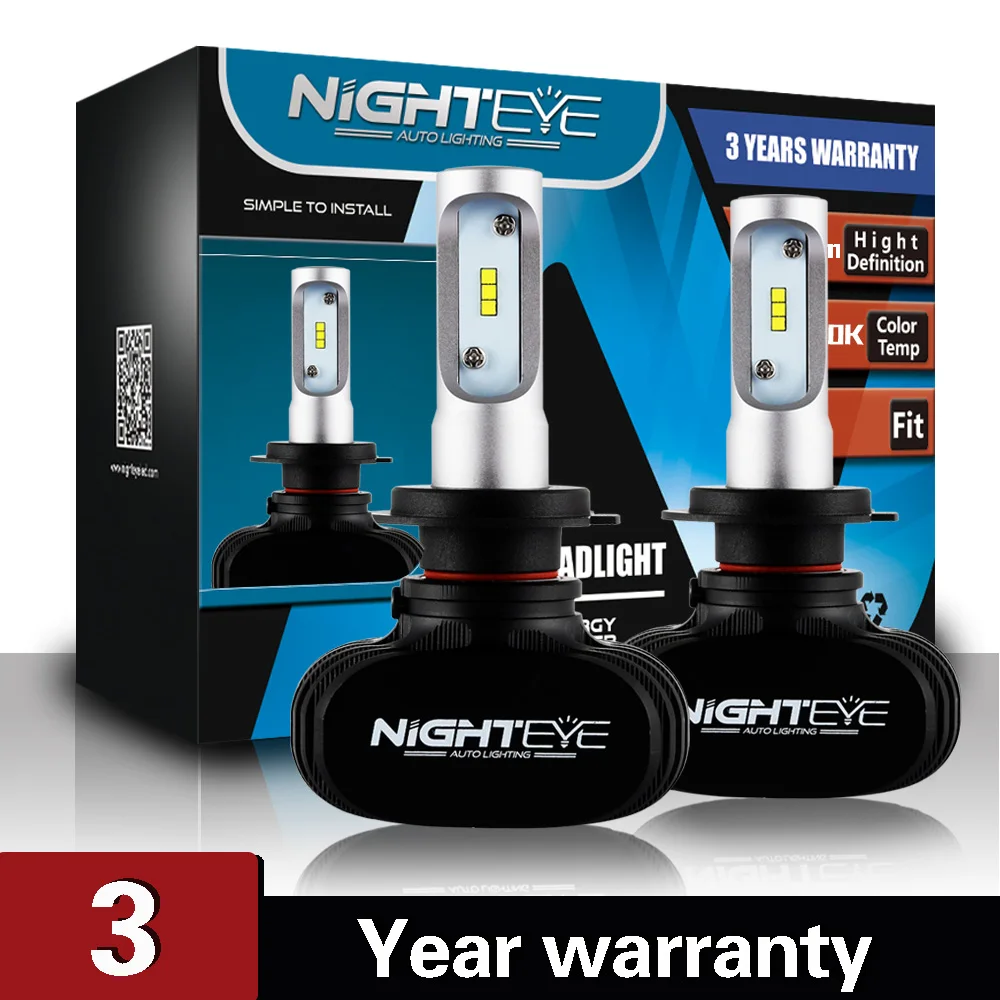 Nighteye H7 светодиодный H4 12v H8 H9 H11 8000LM 50 Вт 6500 к Автомобильный светодиодный головной светильник s Белый Противотуманные огни 9005 HB3 9006 HB4 туман светильник лампы