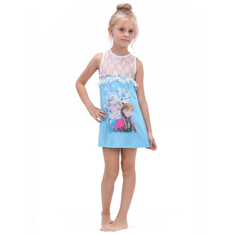 2020 платье Анны и Эльзы ночная рубашка для девочек летняя мультяшная детская