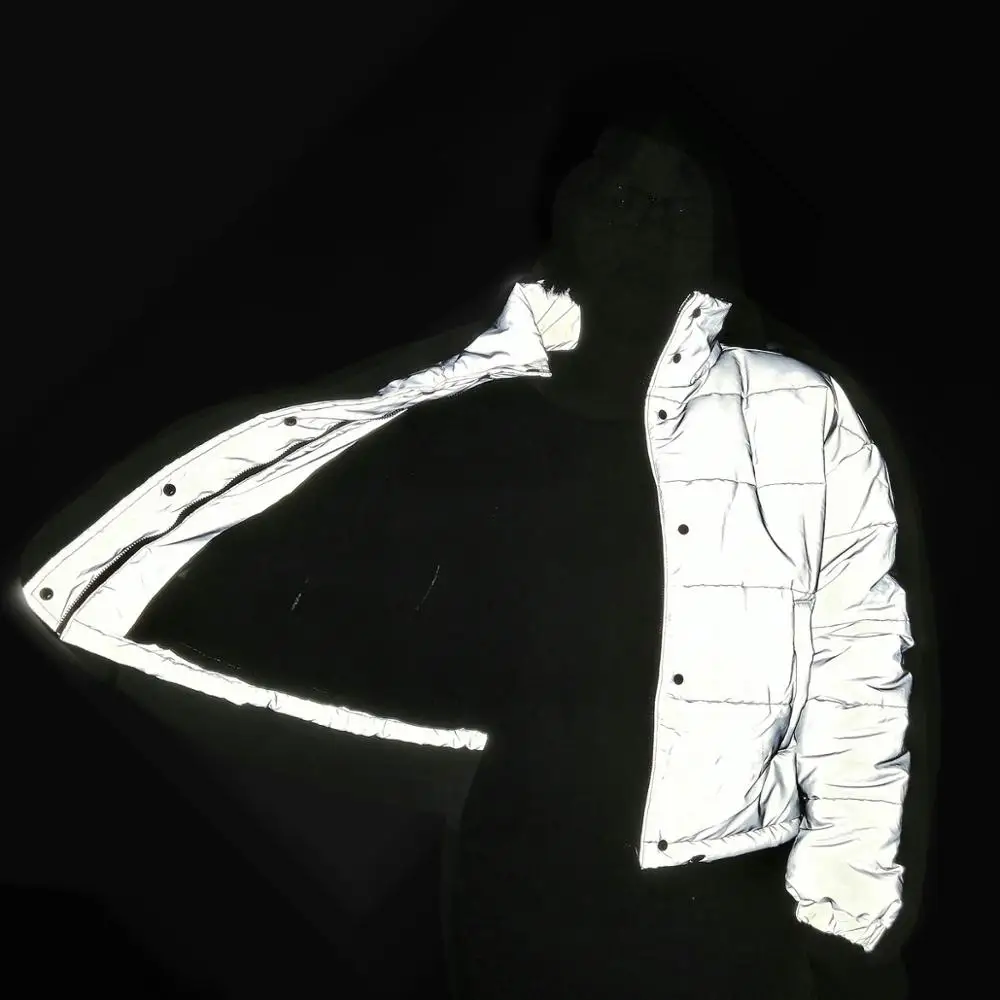 Женский светильник светоотражающая стеганая куртка Короткие топы теплая зимняя