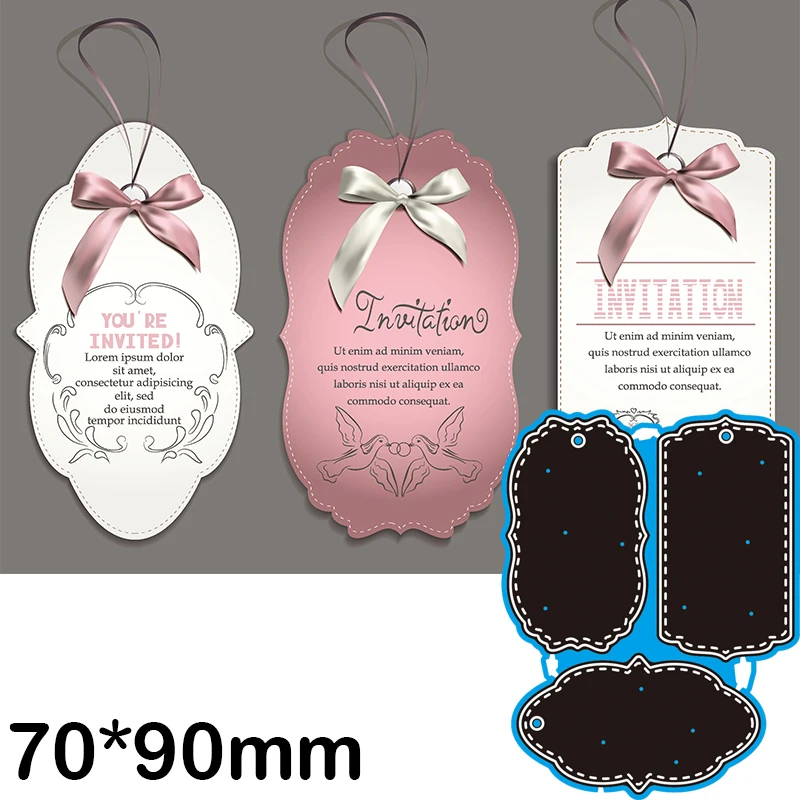 Штампы для вырезания пригласительных открыток разной формы с бантиками