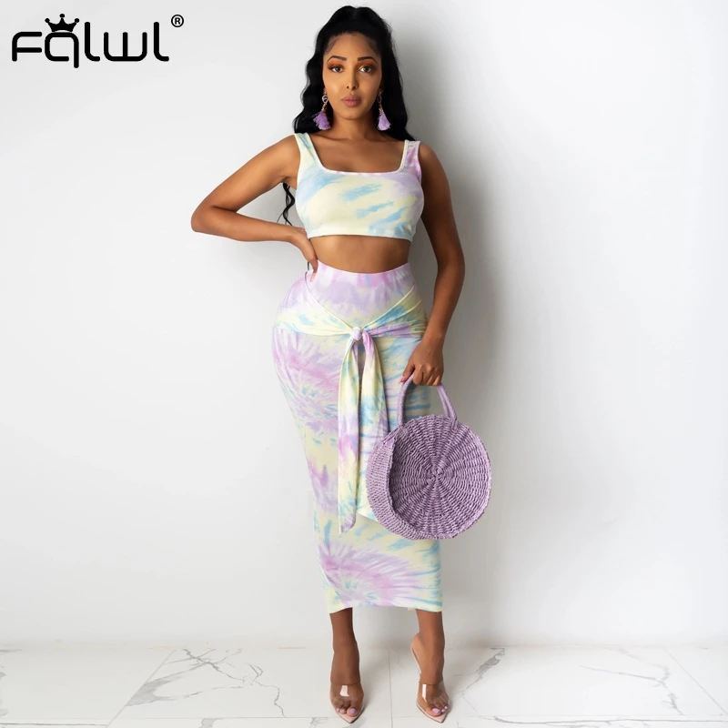 FQLWL комплект из двух предметов с принтом женская летняя Клубная розовая одежда